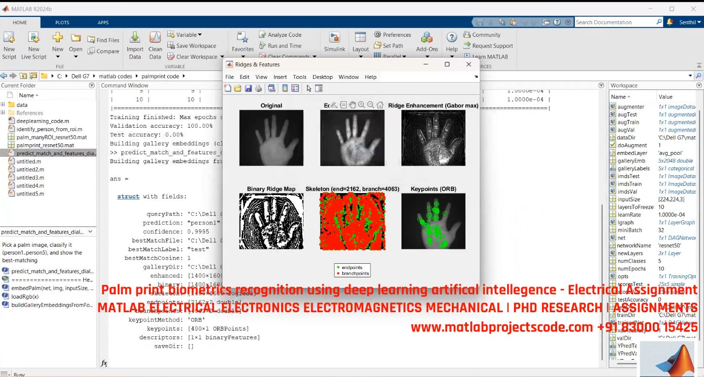 Palm Print Biometrics Recognition Using Deep Learning - AI-Based MATLAB-Python Implementation